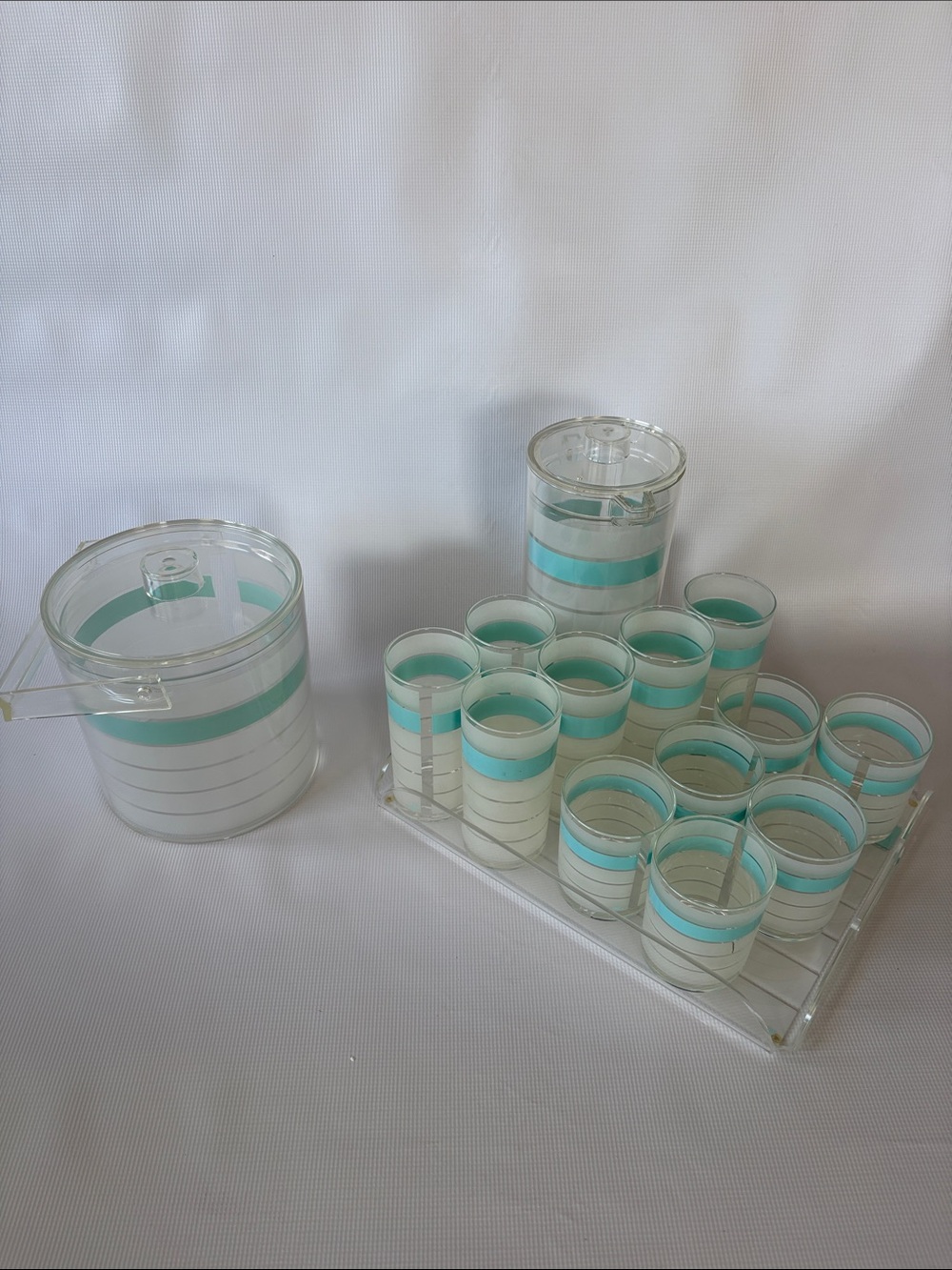 MCM H. J. Stotter BOHA Lucite Barware set  of 15 pieces